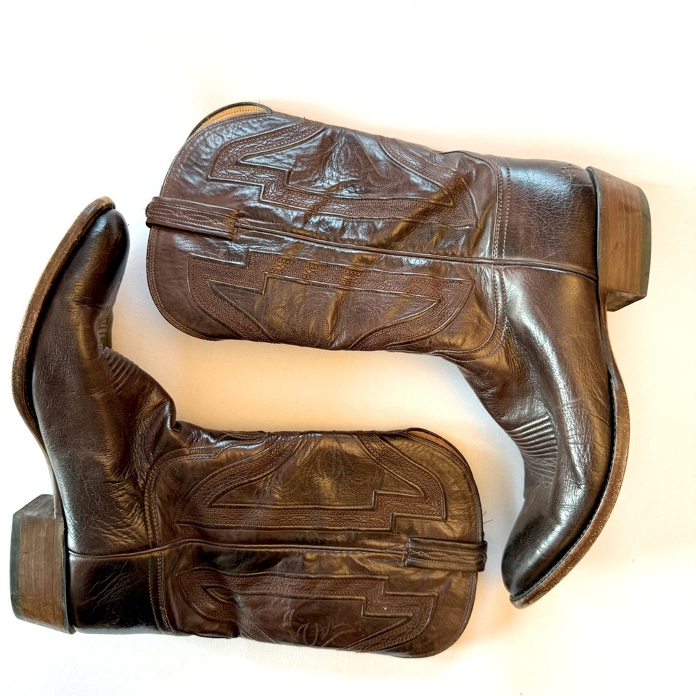 Lucchese Men’s Brown Leather Western Boots - Size 13 - Handcrafted Cowboy Boots